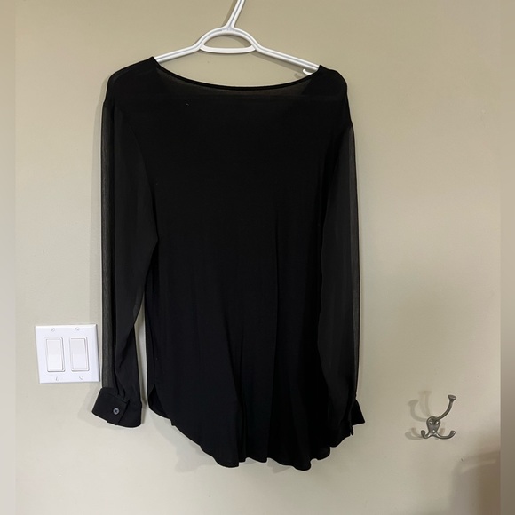 Loft Black Sheer Top Size L Petite - Picture 2 of 3